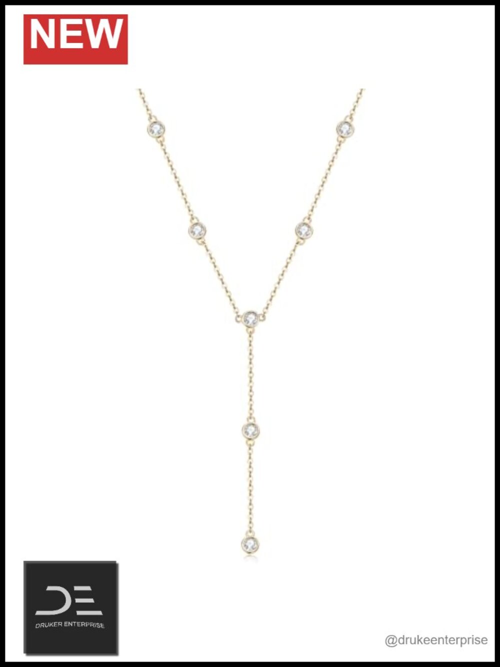 Moissanite Lariat Drop Y Necklace for Women 16-20" Sterling Silver Lab Diamond